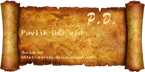 Pavlik Dávid névjegykártya